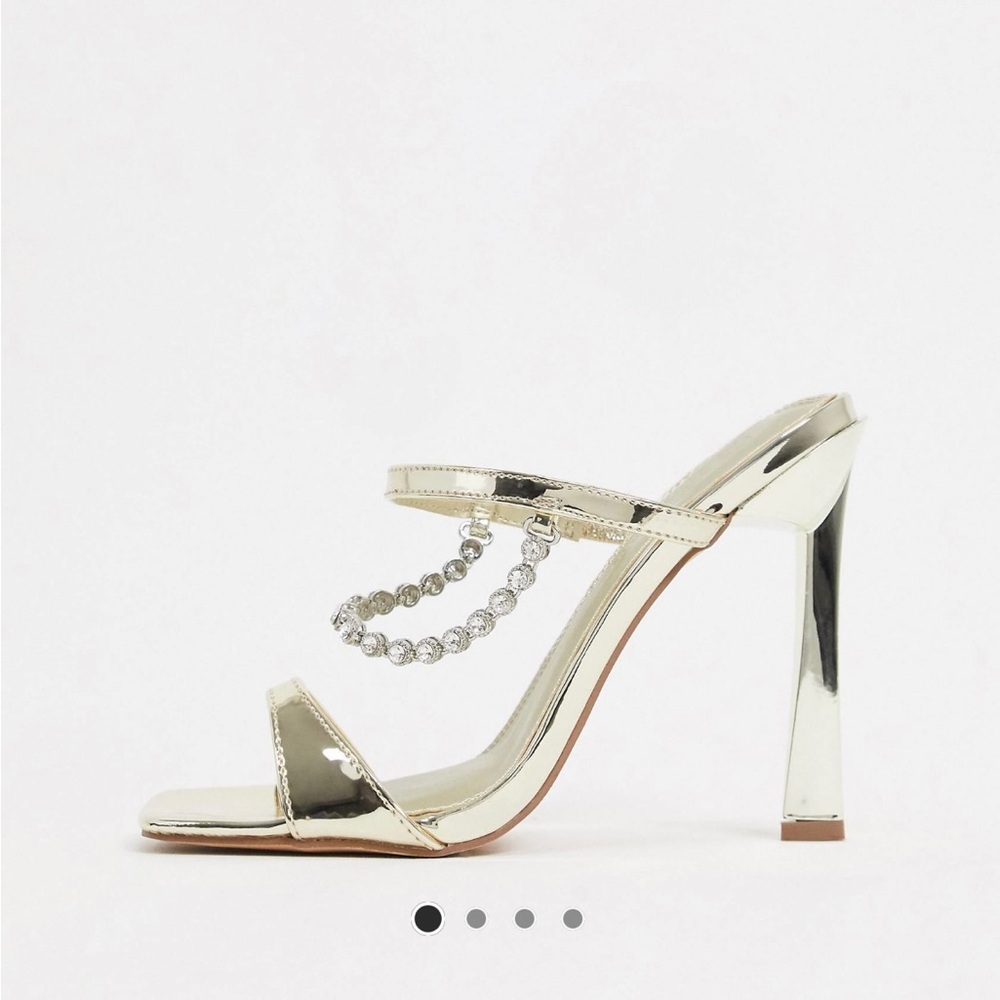 “ Diamond“ embellished champagne gold heel.